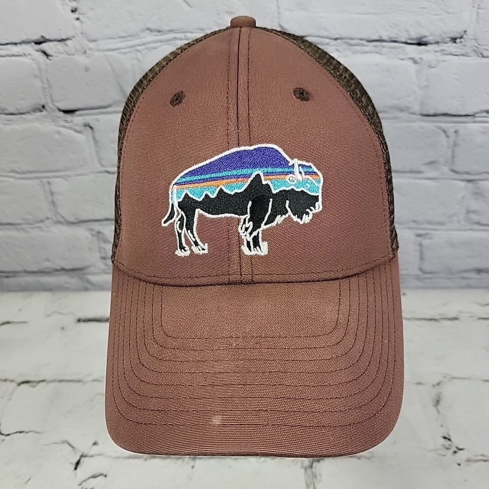 Patagonia Fitz Roy Bison Hat Mens Brown Mesh Snapback Baseball Cap